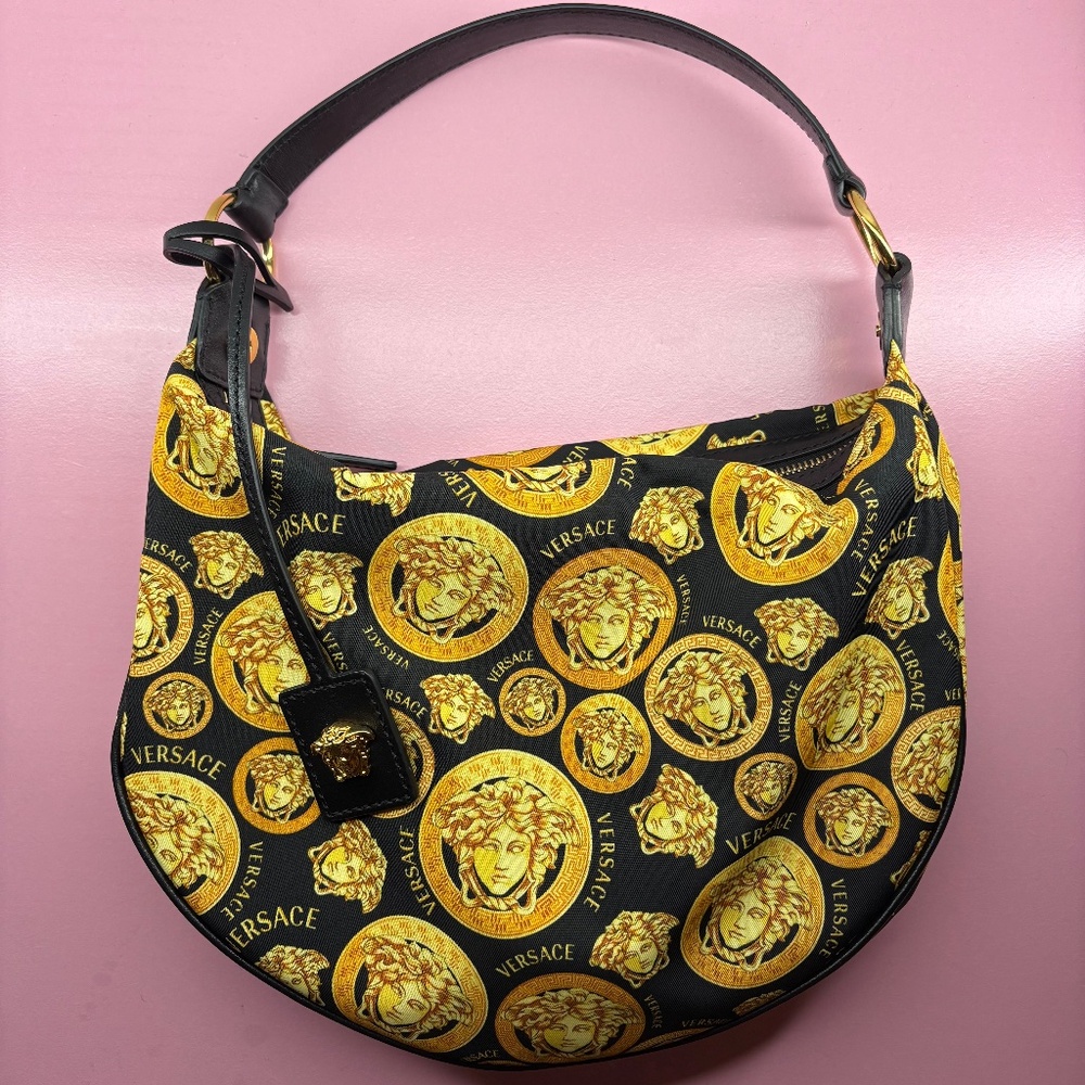 VERSACE Medusa Amplified Print Hobo Shoulder Bag